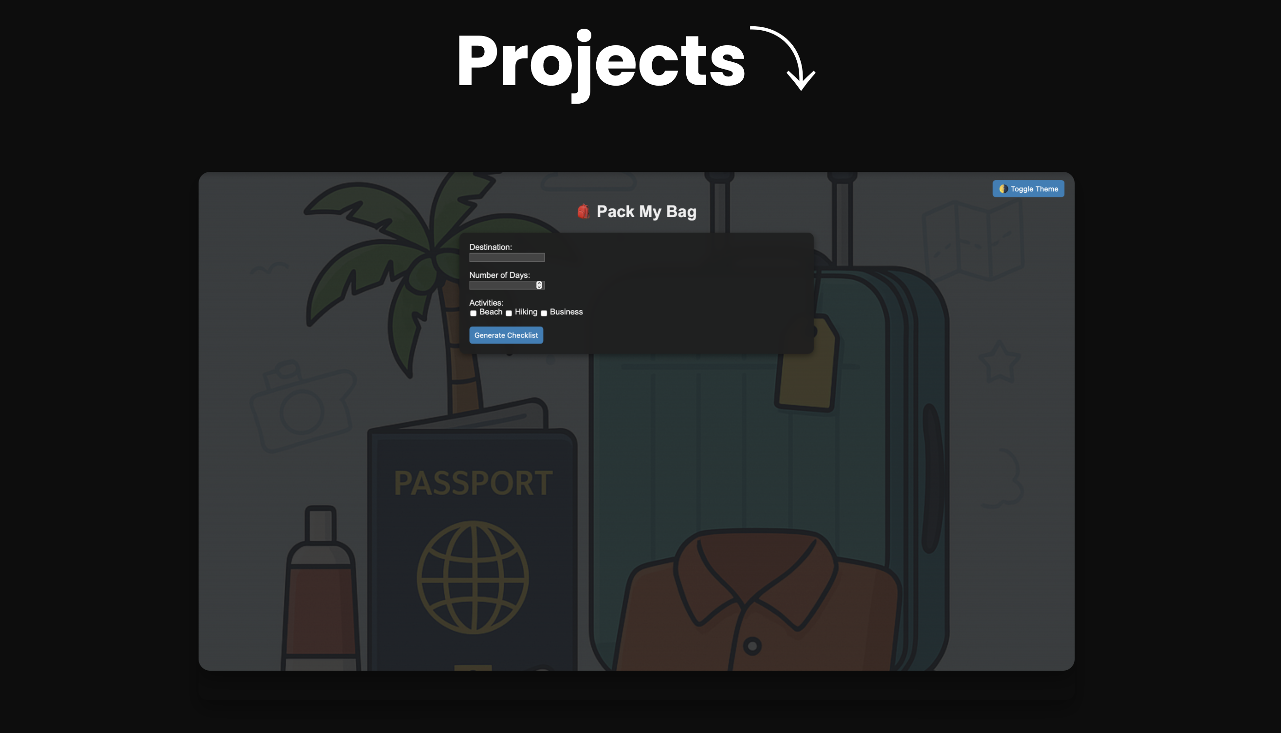 Projects section preview
